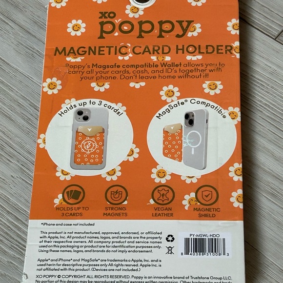 XO POPPY Orange Floral Magnetic Card Holder - Picture 4 of 4